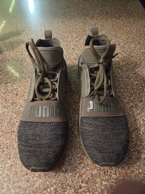 Puma Men’s Olive/Brown Knit Lace-Up Sneakers